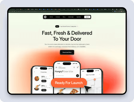 Food delivery product mockup with Fast, Fresh and Delivered To Your Door