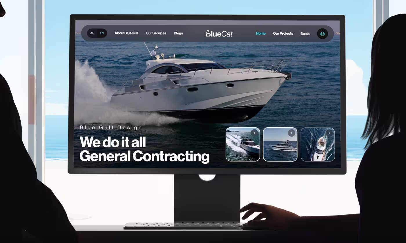 BlueCat luxury yacht charters modern website homepage redesign by OrbitVex.