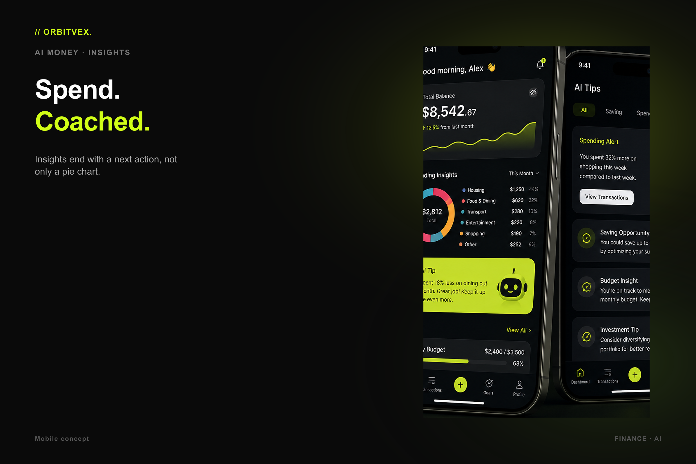 Ledgerly AI Money: Spend. Coached.. Insights end with a next action, not only a pie chart.