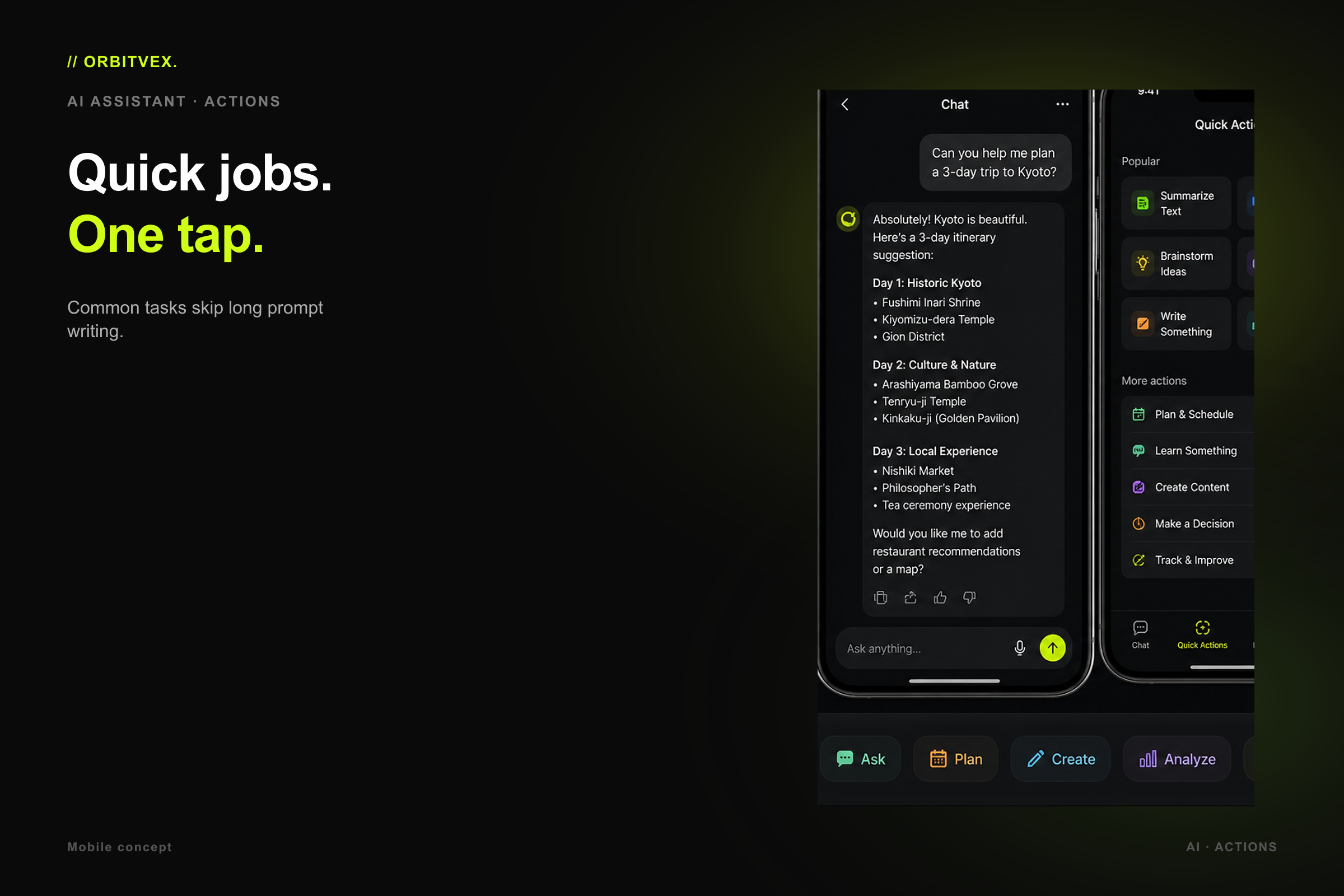 Orbit Aide: Quick jobs. One tap.. Common tasks skip long prompt writing.